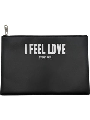Givenchy Black Leather 'I Feel Love' Medium Clutch