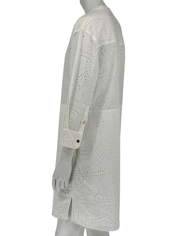 BURBERRY Ivory Broderie Anglaise Cotton Shirt Dress - US 10