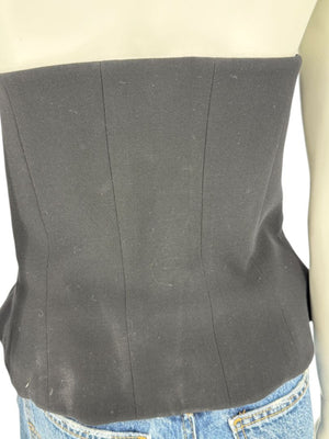 Escada Black Strapless Corset Top with Satin Trim – Size 44