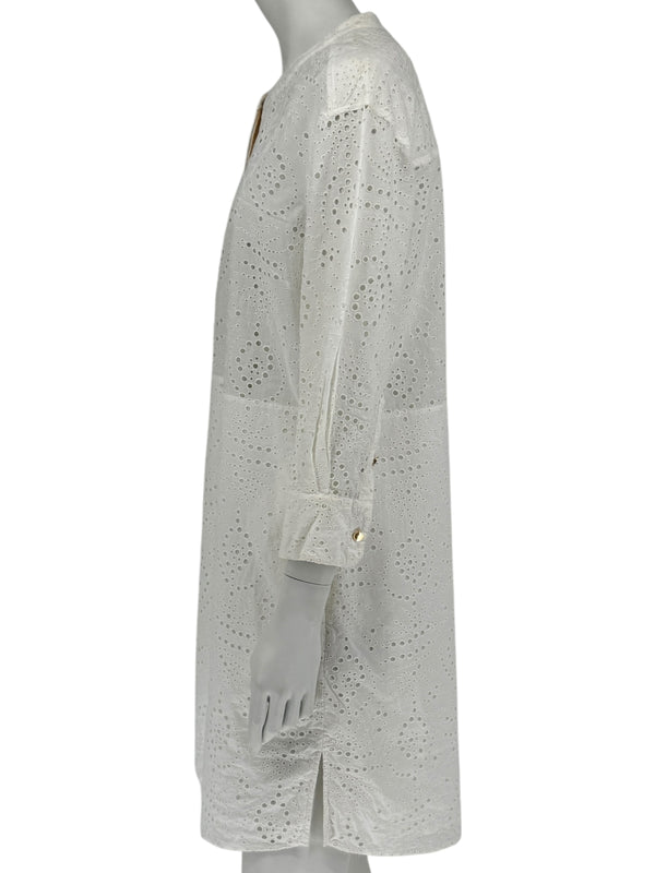 BURBERRY Ivory Broderie Anglaise Cotton Shirt Dress - US 10
