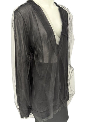 Dolce & Gabbana Black Sheer Layered V-Neck Top – Size L