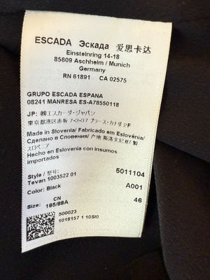 Escada Black Pleated Tie-Neck Belted Jumpsuit – Size EU 46