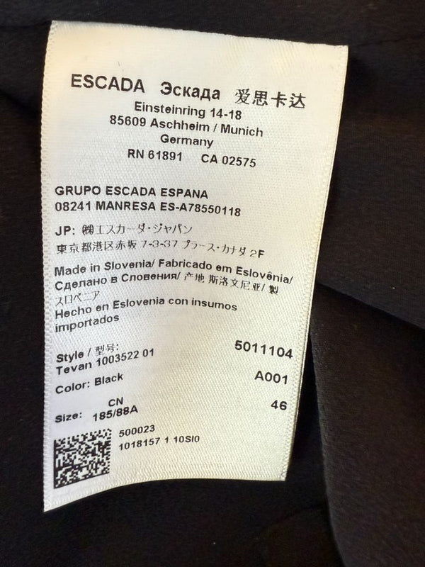 Escada Black Pleated Tie-Neck Belted Jumpsuit – Size EU 46