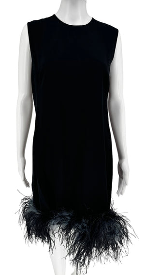 Prada S/S 2017 Ostrich Feather Crepe de Chine Dress