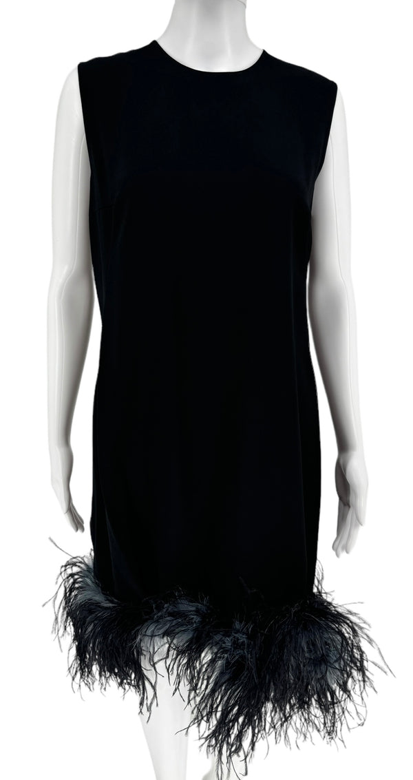 Prada S/S 2017 Ostrich Feather Crepe de Chine Dress