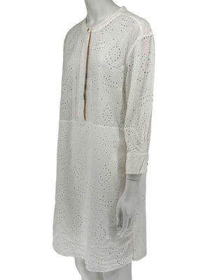 BURBERRY Ivory Broderie Anglaise Cotton Shirt Dress - US 10