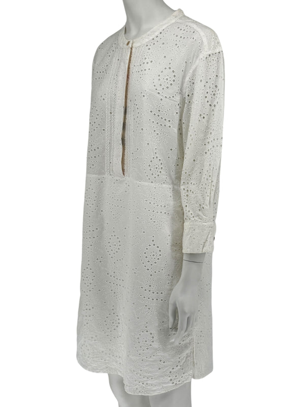 BURBERRY Ivory Broderie Anglaise Cotton Shirt Dress - US 10