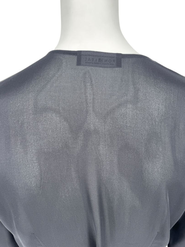Ron Leal Black Sheer Wrap Blouse – Size 6 US / 42 IT