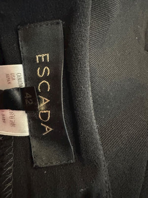 Escada Black Virgin Wool Flared Hem Trousers – Size 42