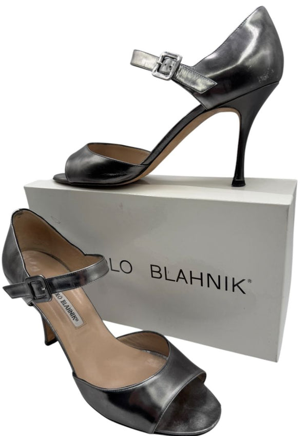 Manolo Blahnik Metallic Leather Heels – Size 41