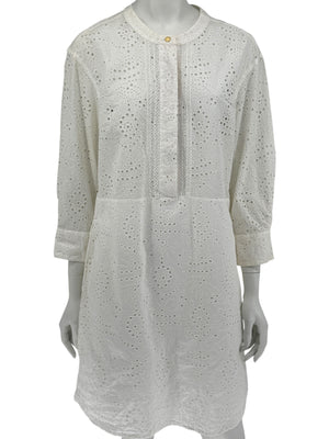 BURBERRY Ivory Broderie Anglaise Cotton Shirt Dress - US 10