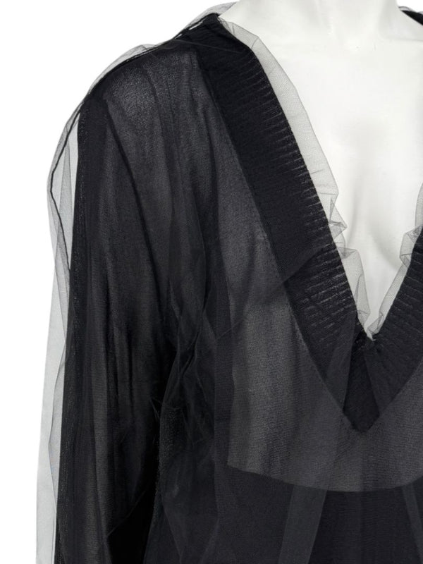 Dolce & Gabbana Black Sheer Layered V-Neck Top – Size L