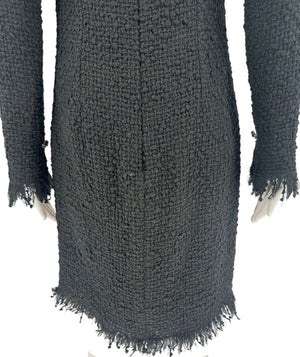 Chanel Runway Fall 2010 Black Wool Tweed Illusion Neckline Dress – Size 38