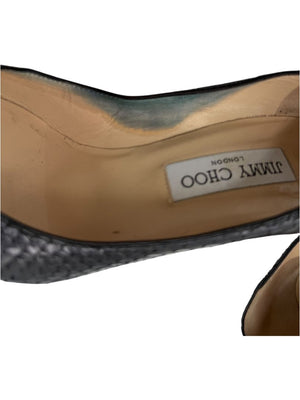 Jimmy Choo Black Embossed Python Leather Pumps – Size 39