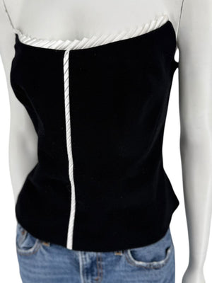 Escada Black Strapless Corset Top with Satin Trim – Size 44