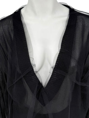 Dolce & Gabbana Black Sheer Layered V-Neck Top – Size L