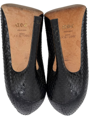 Jimmy Choo Black Embossed Python Leather Pumps – Size 39