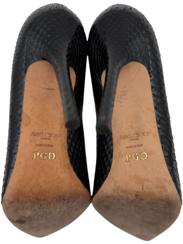 Jimmy Choo Black Embossed Python Leather Pumps – Size 39