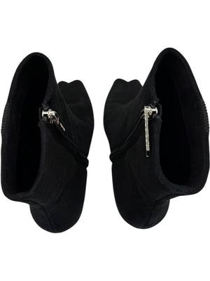 Calvin Klein Black Suede Booties with Silver Toe Cap – Size 39