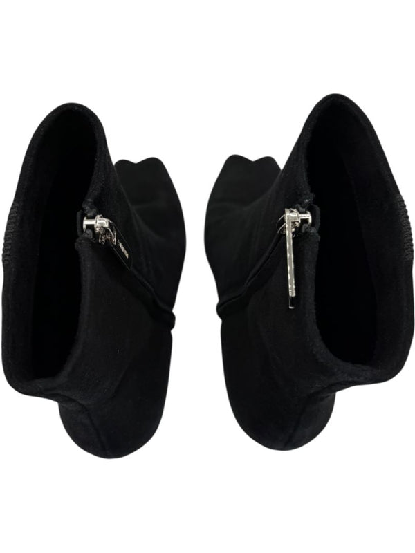 Calvin Klein Black Suede Booties with Silver Toe Cap – Size 39