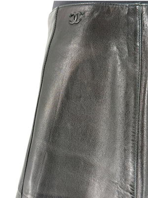 Chanel Black Lambskin Leather A-Line Skirt – Size 40 (FR)