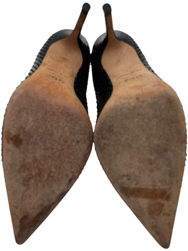 Jimmy Choo Black Embossed Python Leather Pumps – Size 39