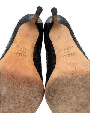Jimmy Choo Black Embossed Python Leather Pumps – Size 39