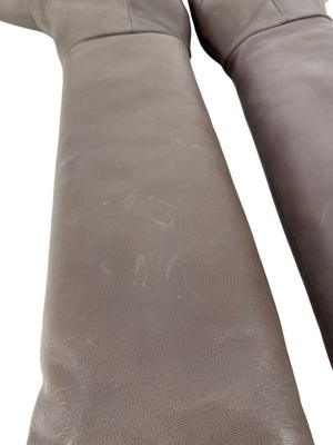 Prada Taupe Leather Knee-High Boots – Size 39.5