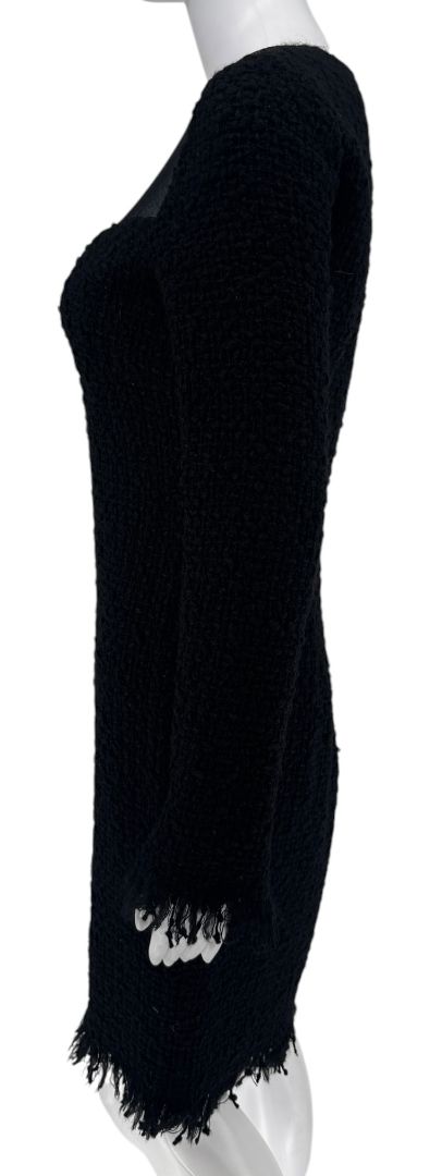 Chanel Runway Fall 2010 Black Wool Tweed Illusion Neckline Dress – Size 38