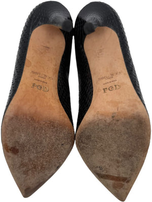 Jimmy Choo Black Embossed Python Leather Pumps – Size 39