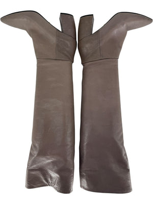 Prada Taupe Leather Knee-High Boots – Size 39.5
