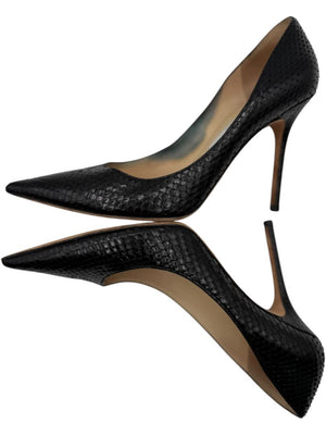 Jimmy Choo Black Embossed Python Leather Pumps – Size 39