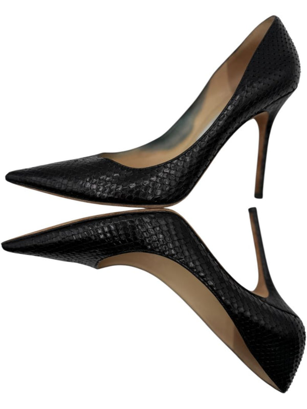 Jimmy Choo Black Embossed Python Leather Pumps – Size 39