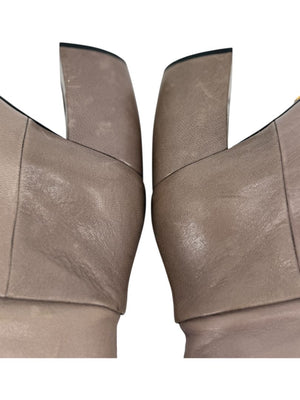 Prada Taupe Leather Knee-High Boots – Size 39.5