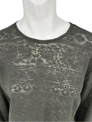 René Lezard Olive Green Textured Long Sleeve Top – Large