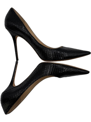 Jimmy Choo Black Embossed Python Leather Pumps – Size 39