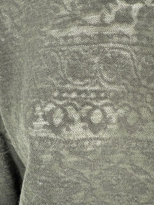 René Lezard Olive Green Textured Long Sleeve Top – Large