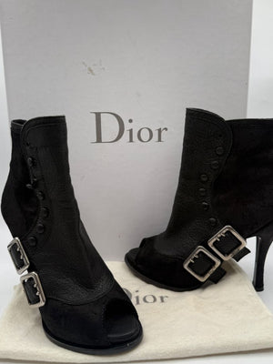 Christian Dior "Spy Low Boot" Leather & Suede Ankle Boots – Size 36