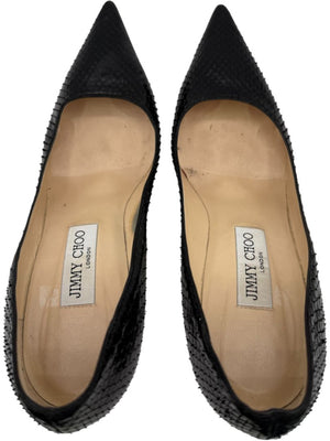 Jimmy Choo Black Embossed Python Leather Pumps – Size 39