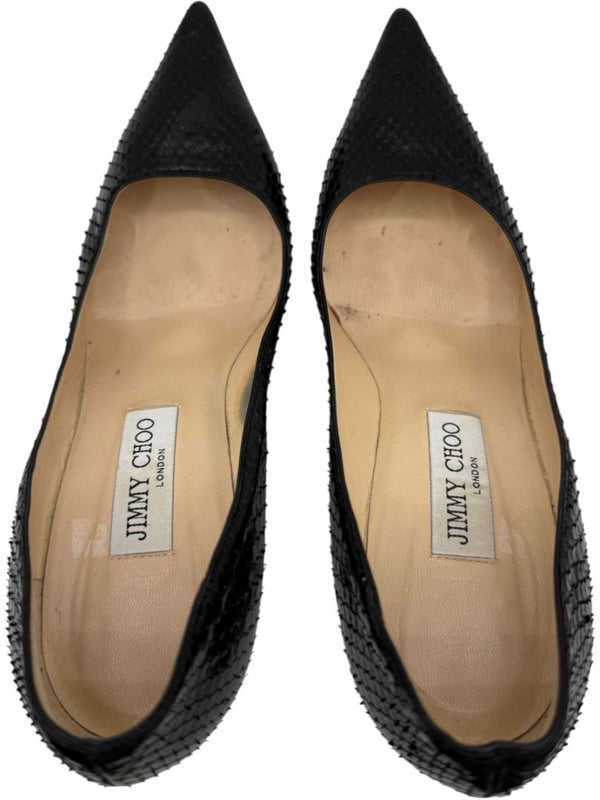 Jimmy Choo Black Embossed Python Leather Pumps – Size 39