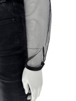 Linda Allard for Ellen Tracy Black Sheer Mesh Beaded Blouse - Size 12