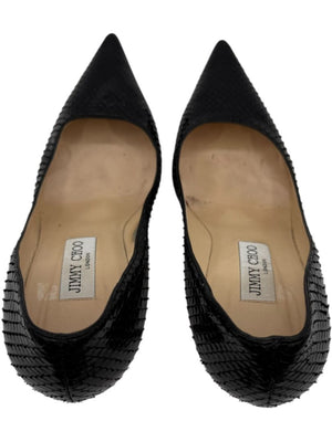 Jimmy Choo Black Embossed Python Leather Pumps – Size 39