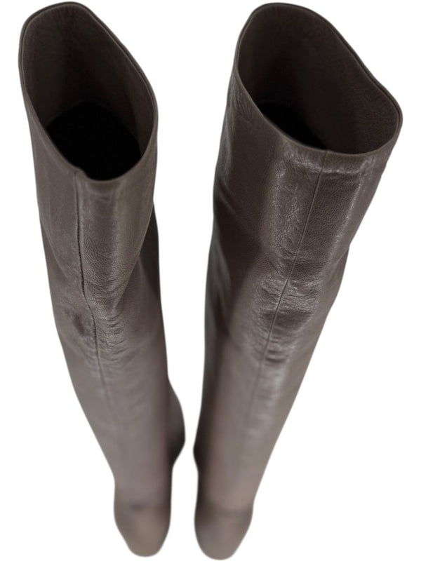 Prada Taupe Leather Knee-High Boots – Size 39.5