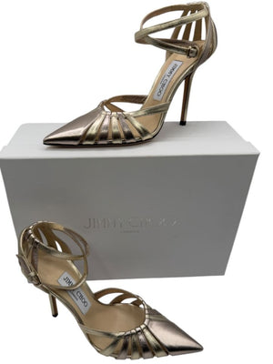 Jimmy Choo Travis 100 Gold Pumps - NIB Size 36.5