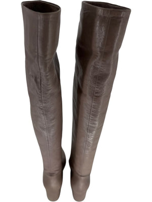 Prada Taupe Leather Knee-High Boots – Size 39.5