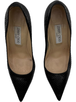 Jimmy Choo Black Embossed Python Leather Pumps – Size 39