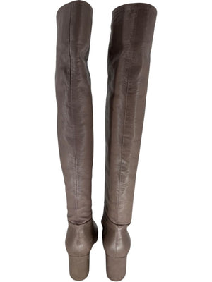 Prada Taupe Leather Knee-High Boots – Size 39.5