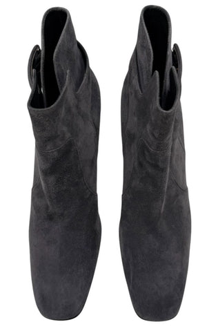 Roger Vivier Gray Suede Ankle Boots with Buckle Detail – Size 41