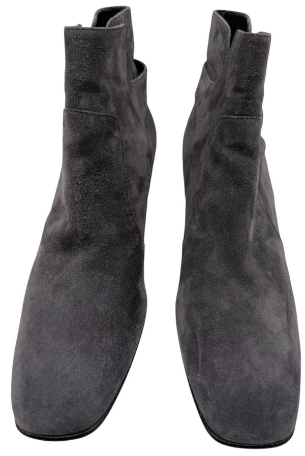 Roger Vivier Gray Suede Ankle Boots with Buckle Detail – Size 41