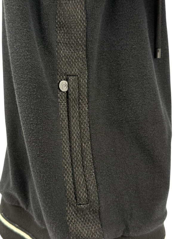 Chanel Black Velour Zip Front Sleeveless Hooded Sweatshirt - Size 42
